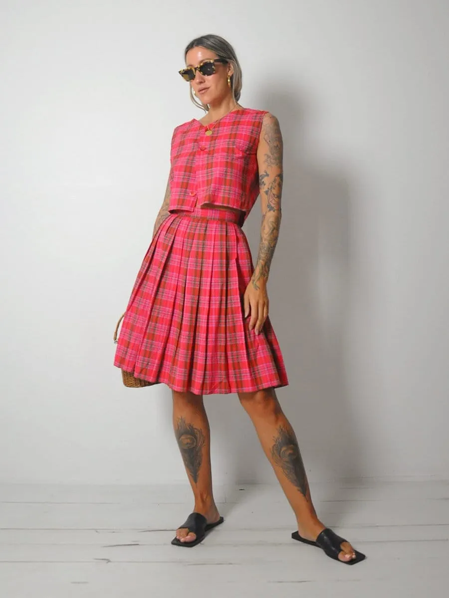 1950's Plaid 2 Piece Skirt Set