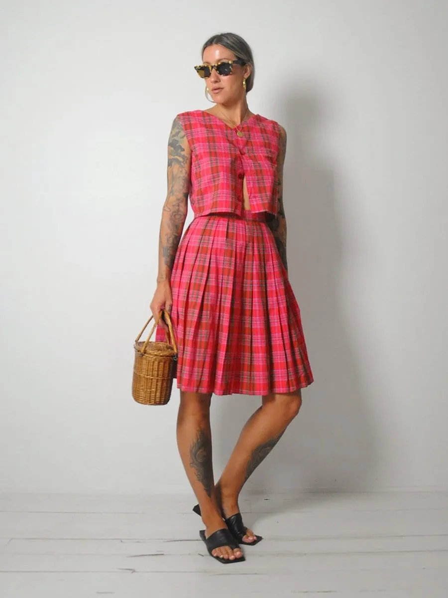 1950's Plaid 2 Piece Skirt Set