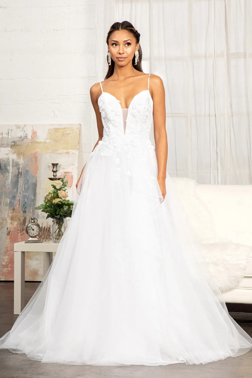 3D Floral A-line Wedding Dress by Elizabeth K GL3013