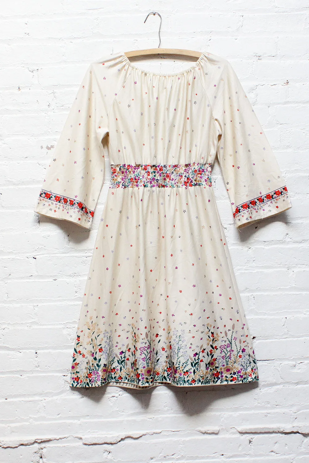 70s Flare Sleeve Peasant Dress M