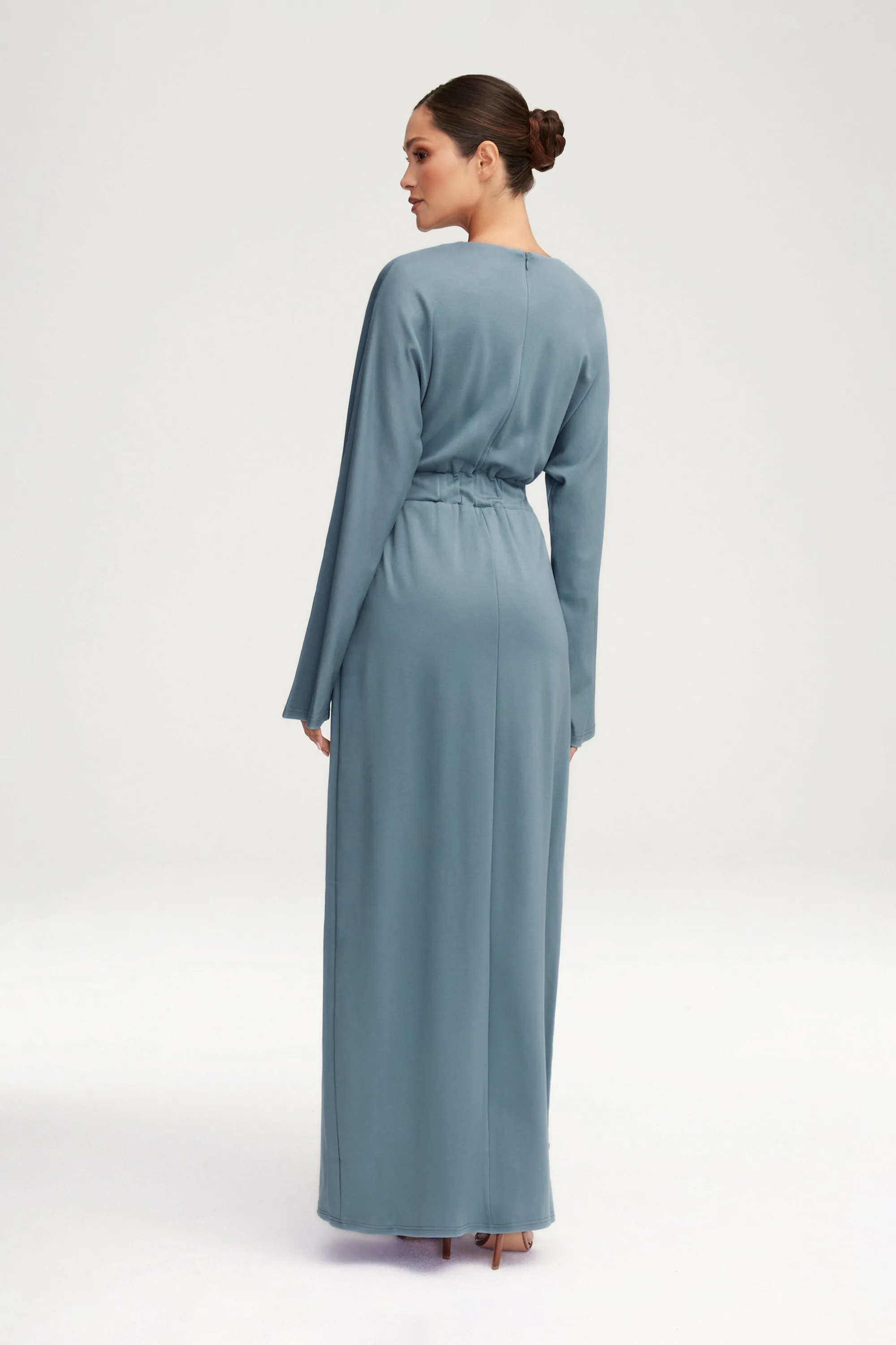 Adelynn Jersey Batwing Maxi Dress - Powder Blue