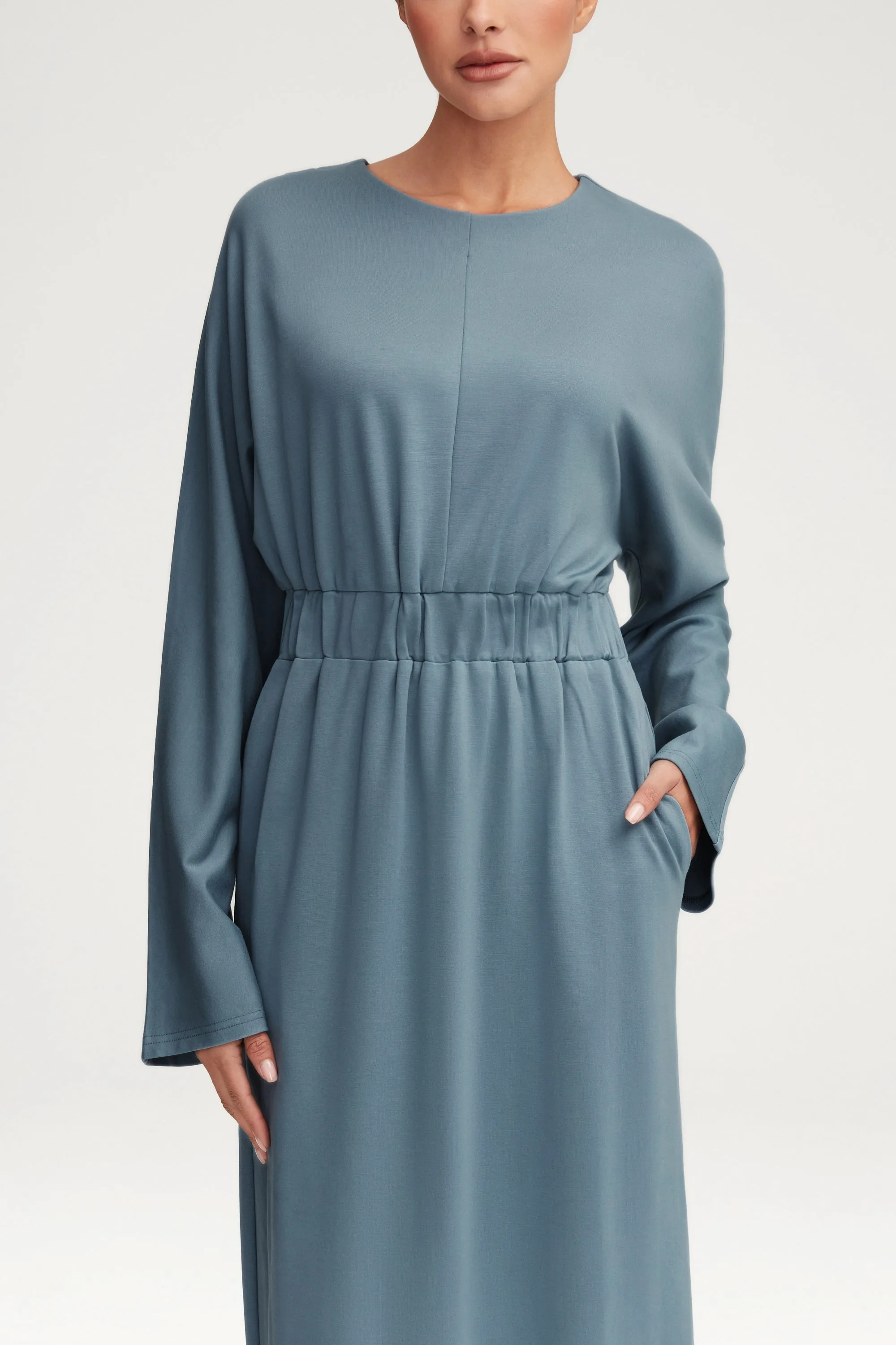 Adelynn Jersey Batwing Maxi Dress - Powder Blue