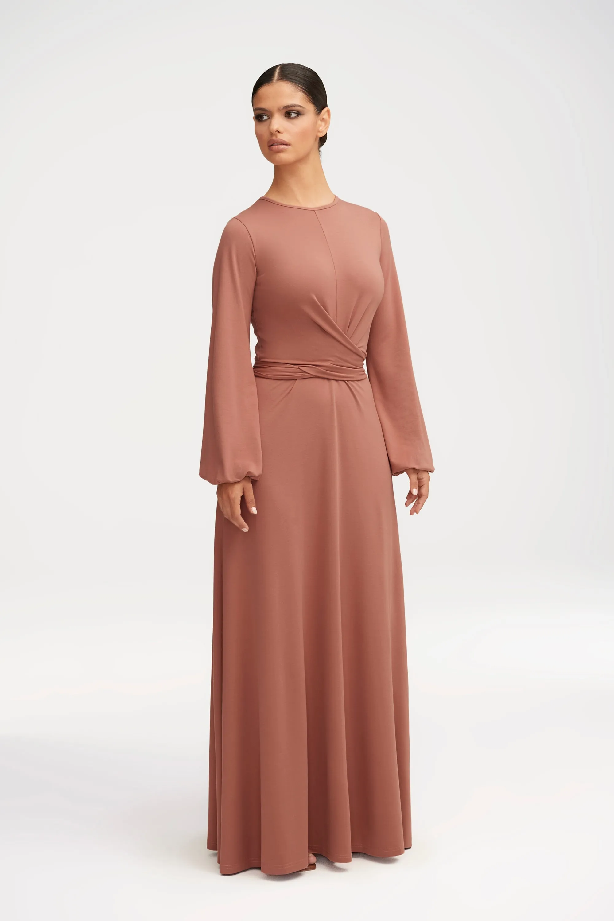 Alice Jersey Tie Waist Maxi Dress - Dusty Rose