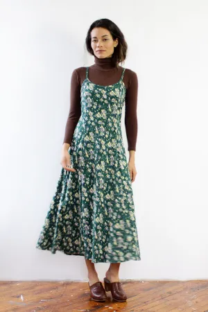 Angela Green Floral Maxi Dress M/L