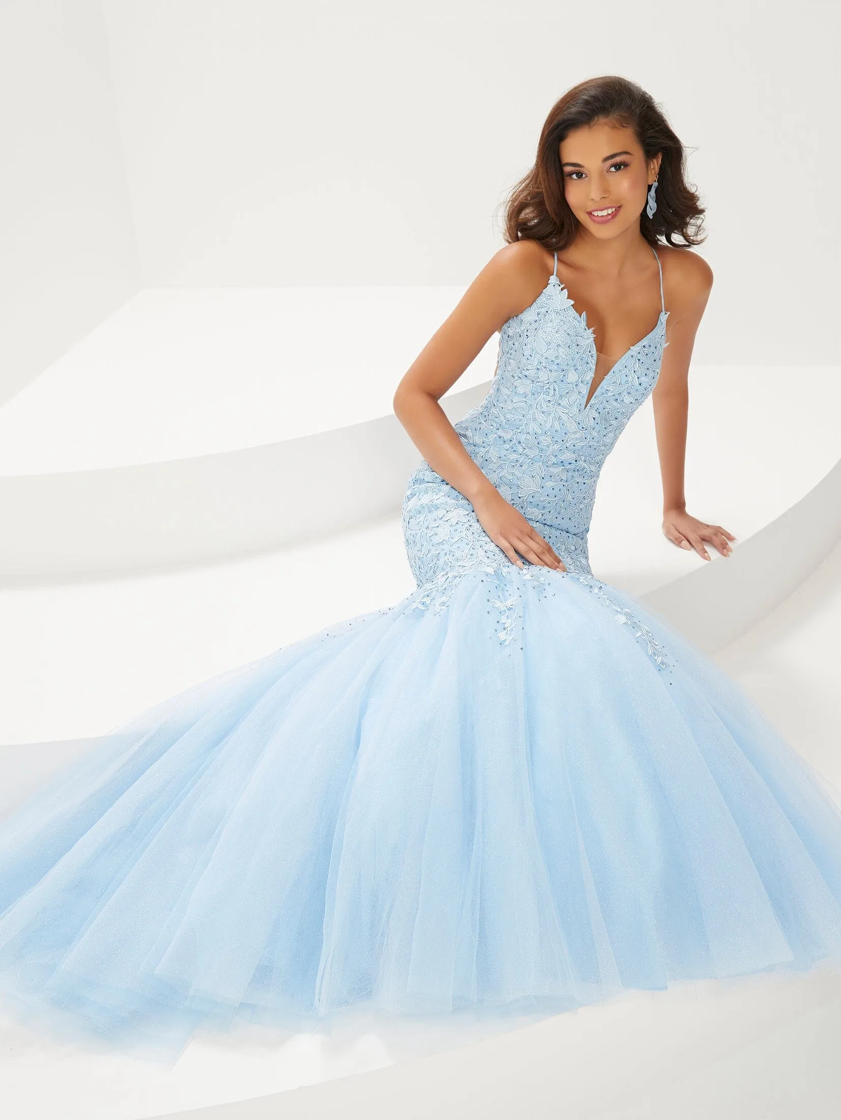 Applique Sleeveless Mermaid Dress by Tiffany Designs 16943