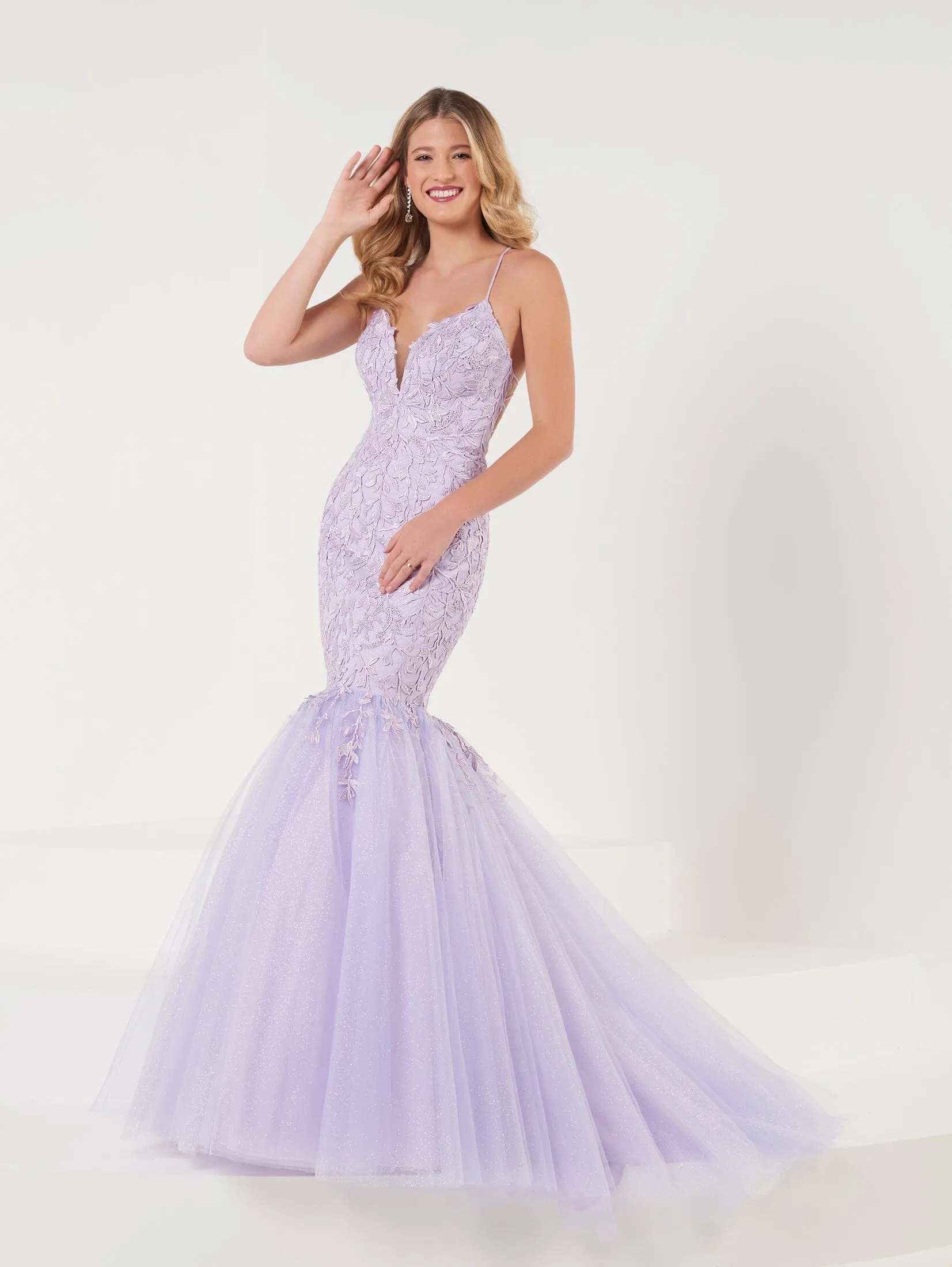 Applique Sleeveless Mermaid Dress by Tiffany Designs 16943