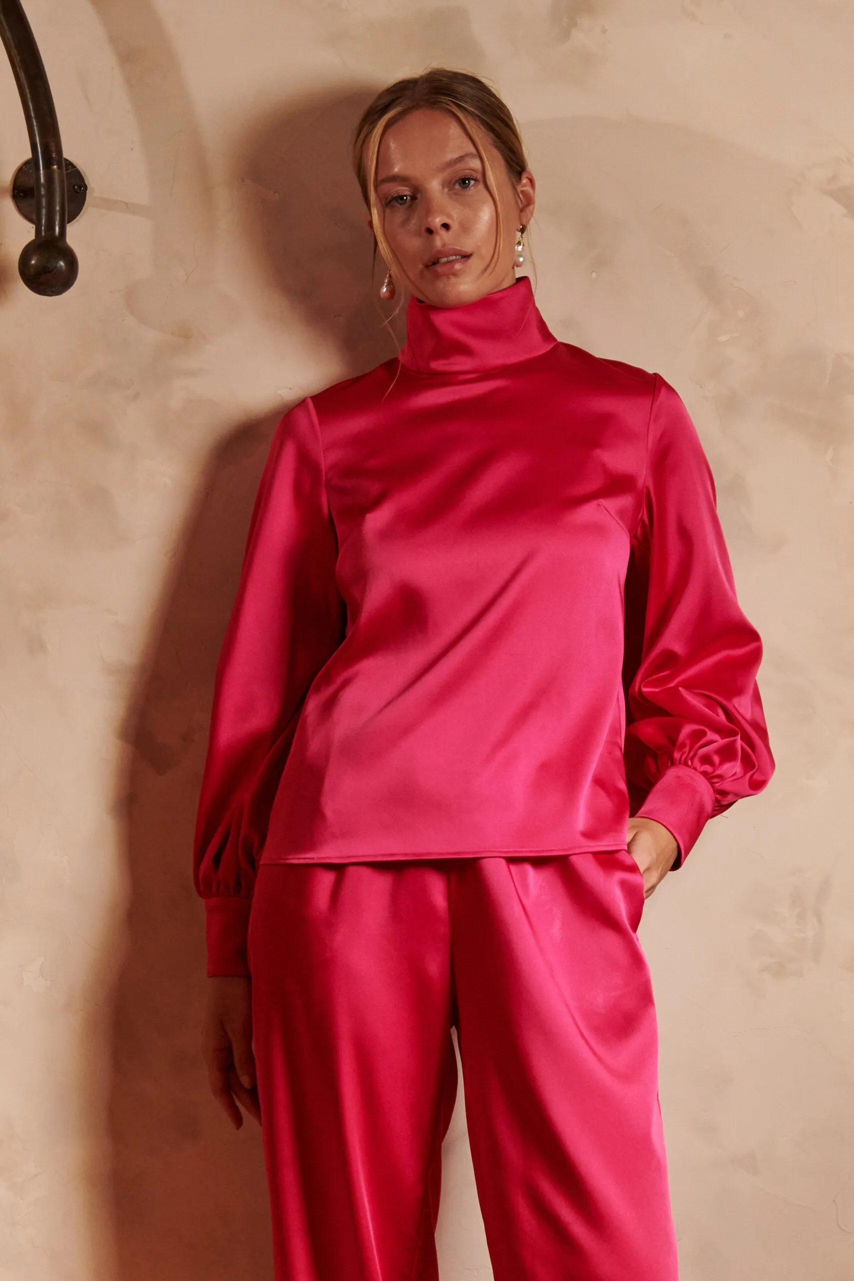 Aurelie Satin Pink Blouse