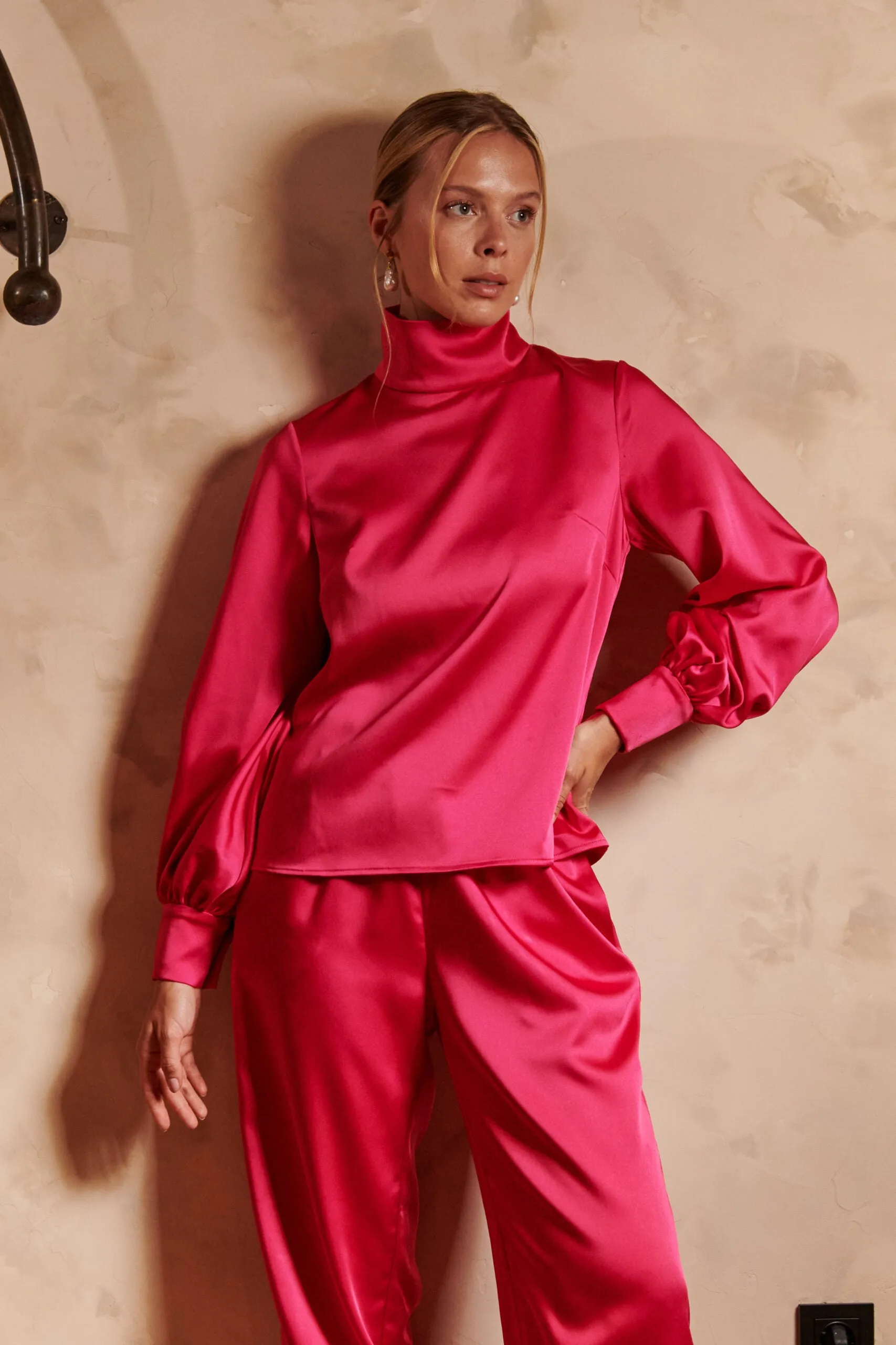 Aurelie Satin Pink Blouse