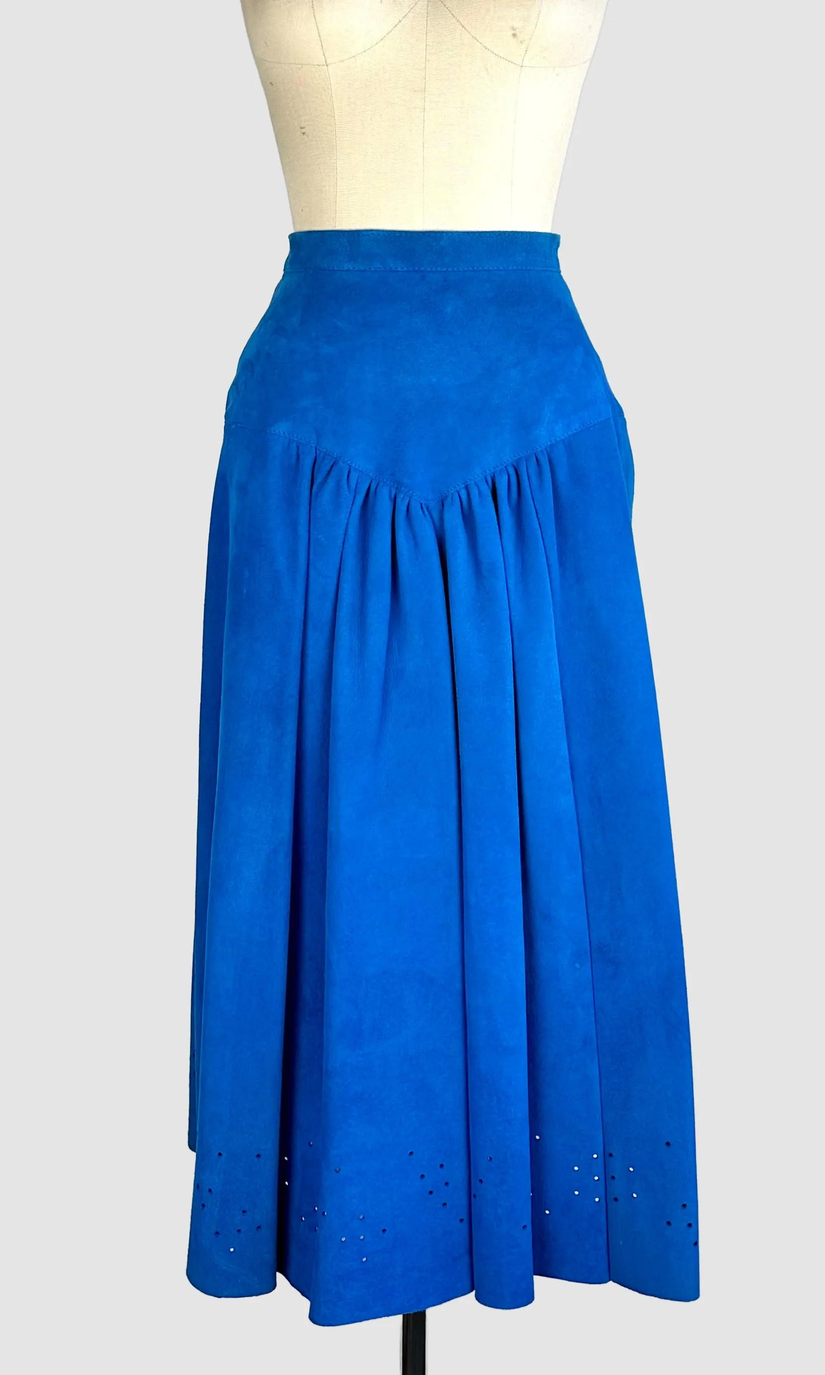 BLUE SUEDE Vintage 80s Maxi Skirt • Small