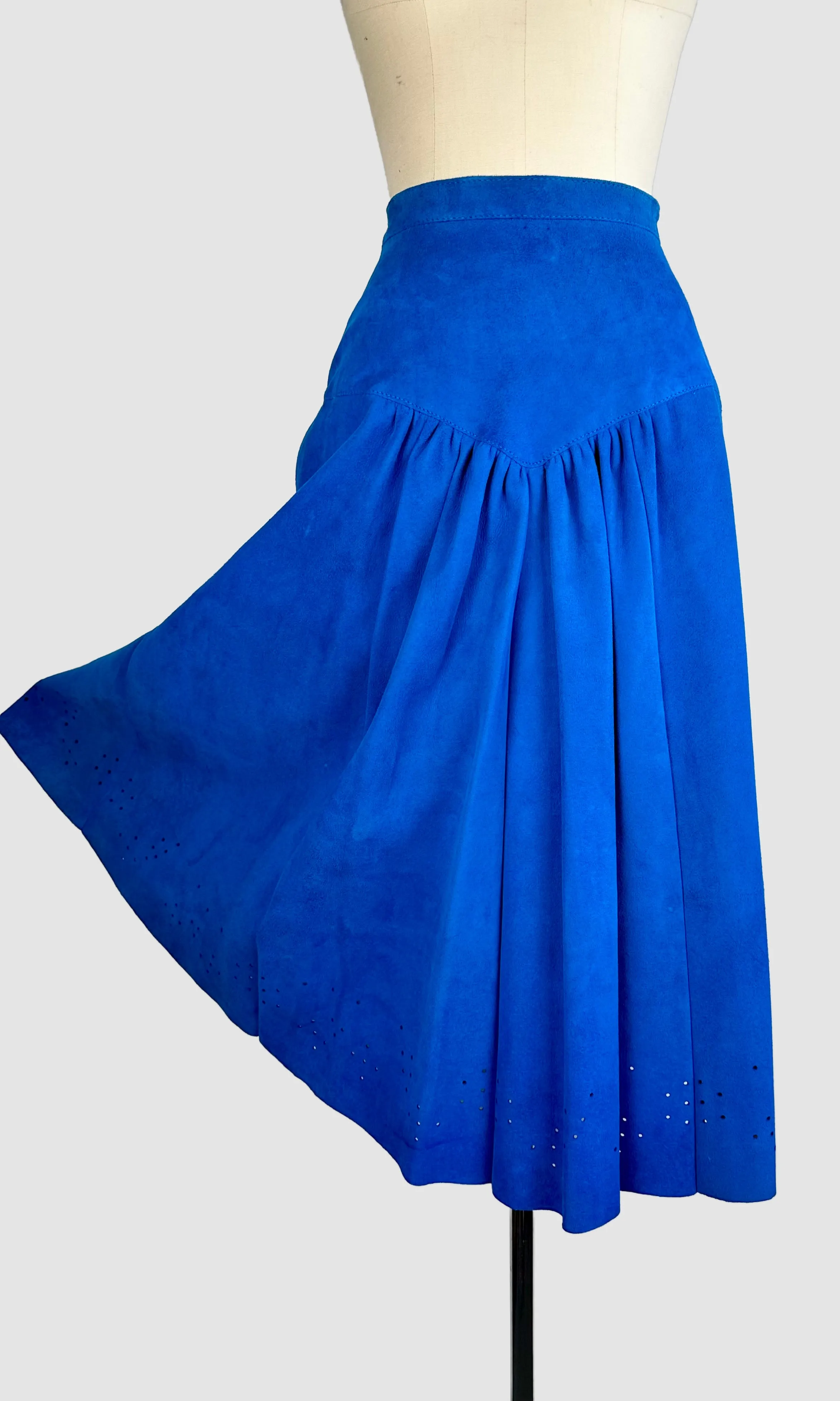 BLUE SUEDE Vintage 80s Maxi Skirt • Small