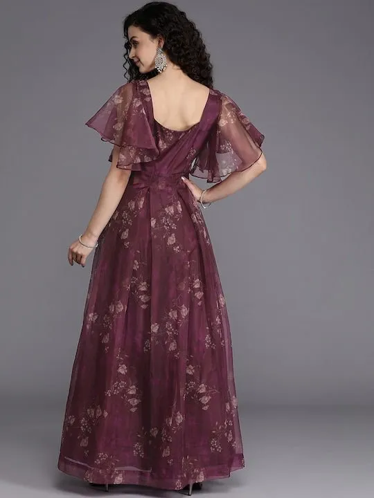 Burgundy Floral Maxi Dress