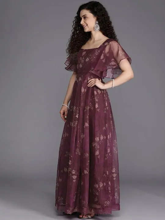 Burgundy Floral Maxi Dress