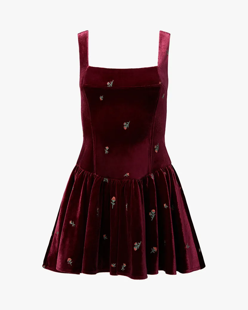 Corset Peplum Mini Dress Burgundy