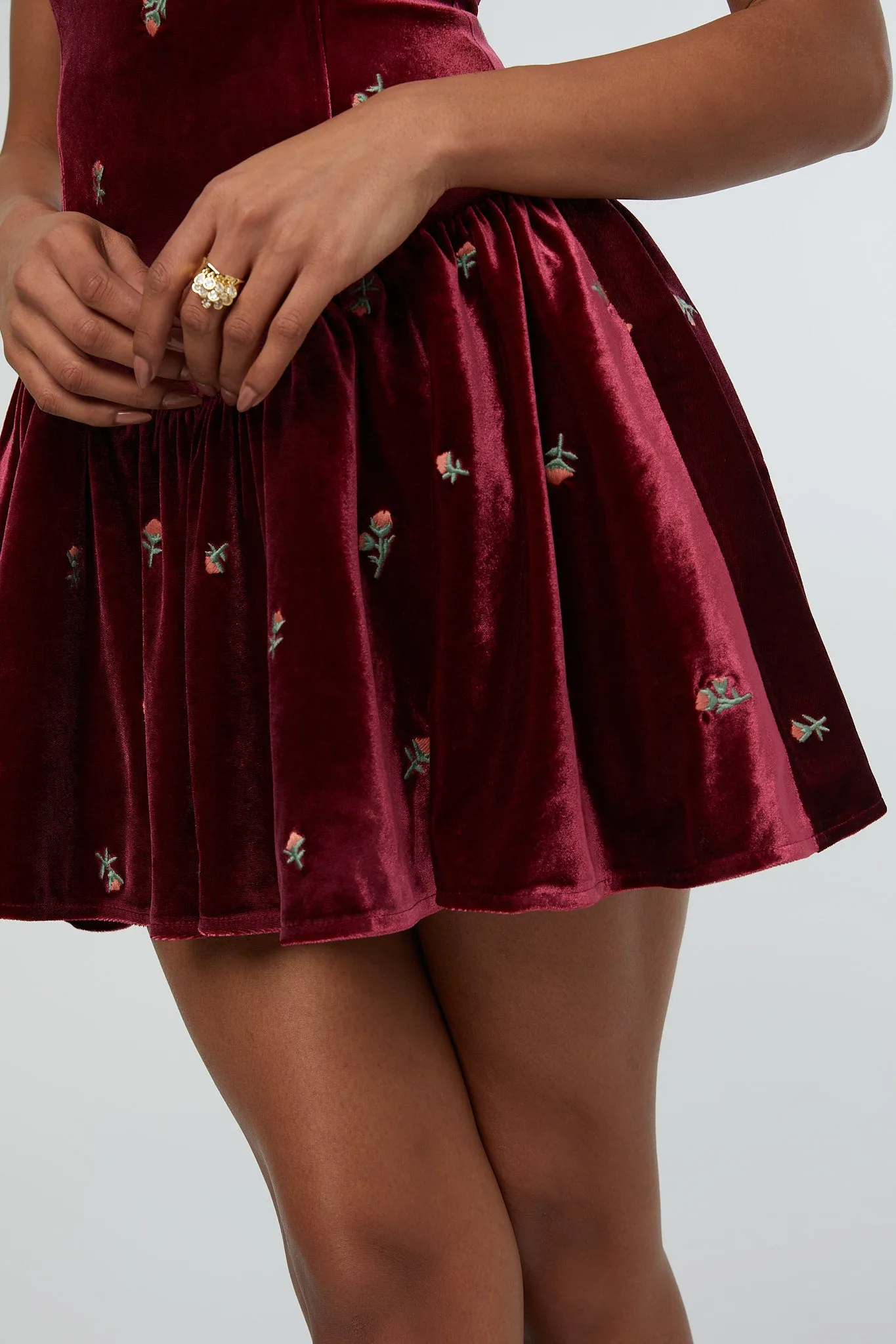 Corset Peplum Mini Dress Burgundy