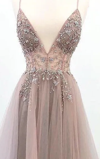 Honey Couture VIOLET Grey Tulle Crystal Beaded Formal Dress