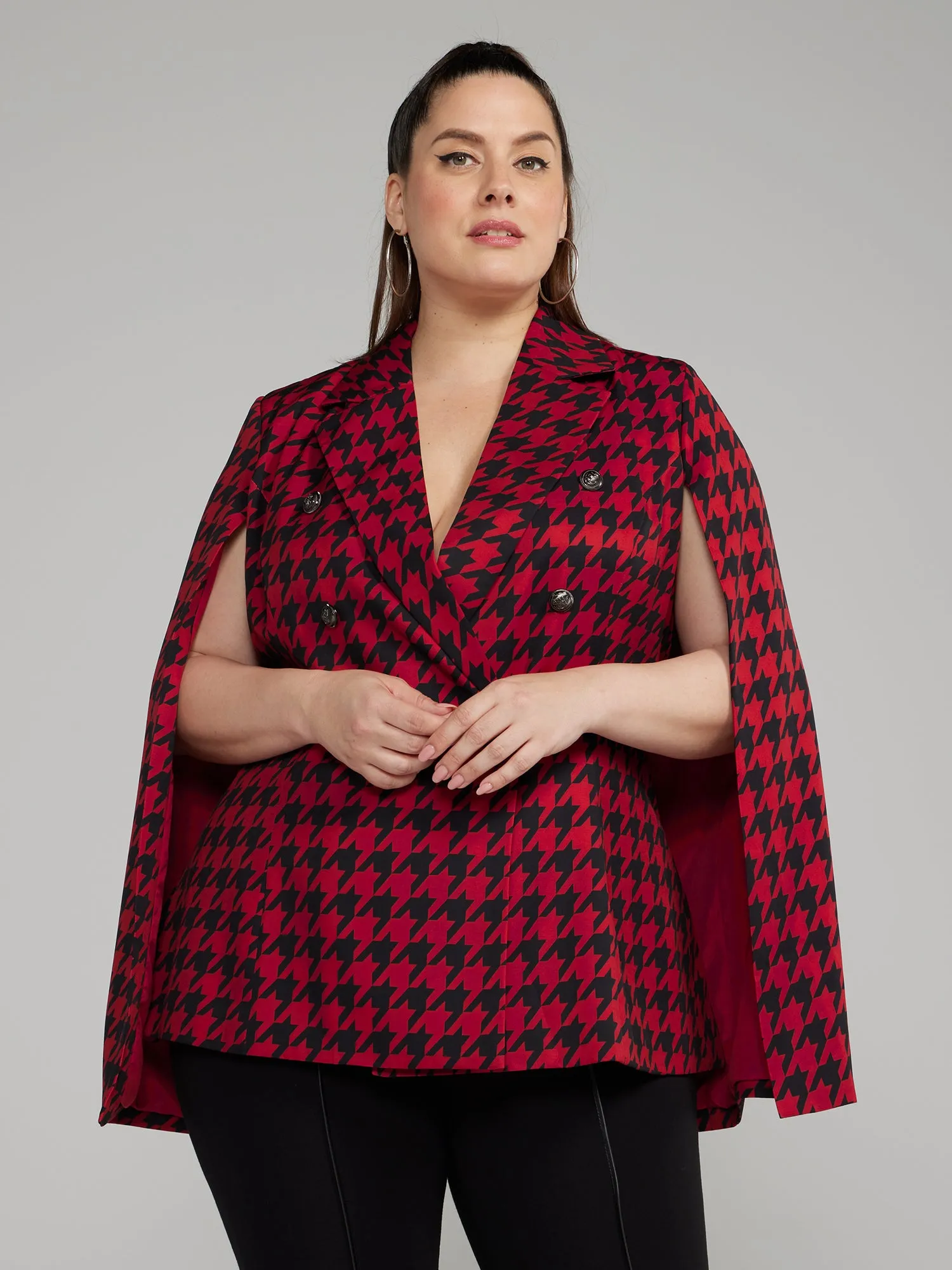 Houndstooth Cape Blazer