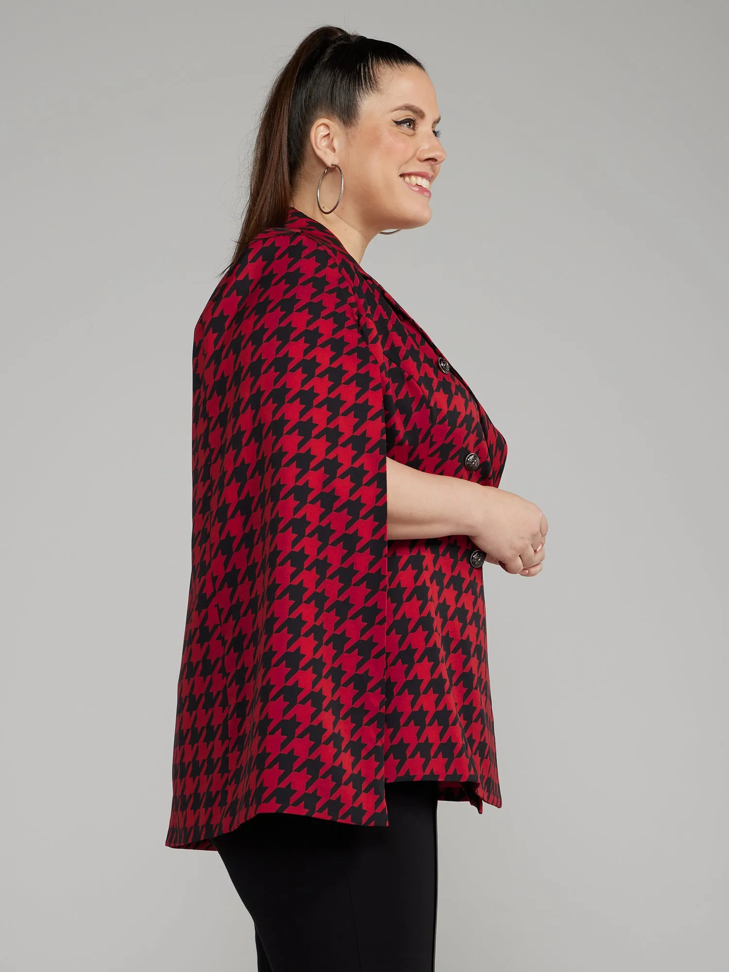 Houndstooth Cape Blazer