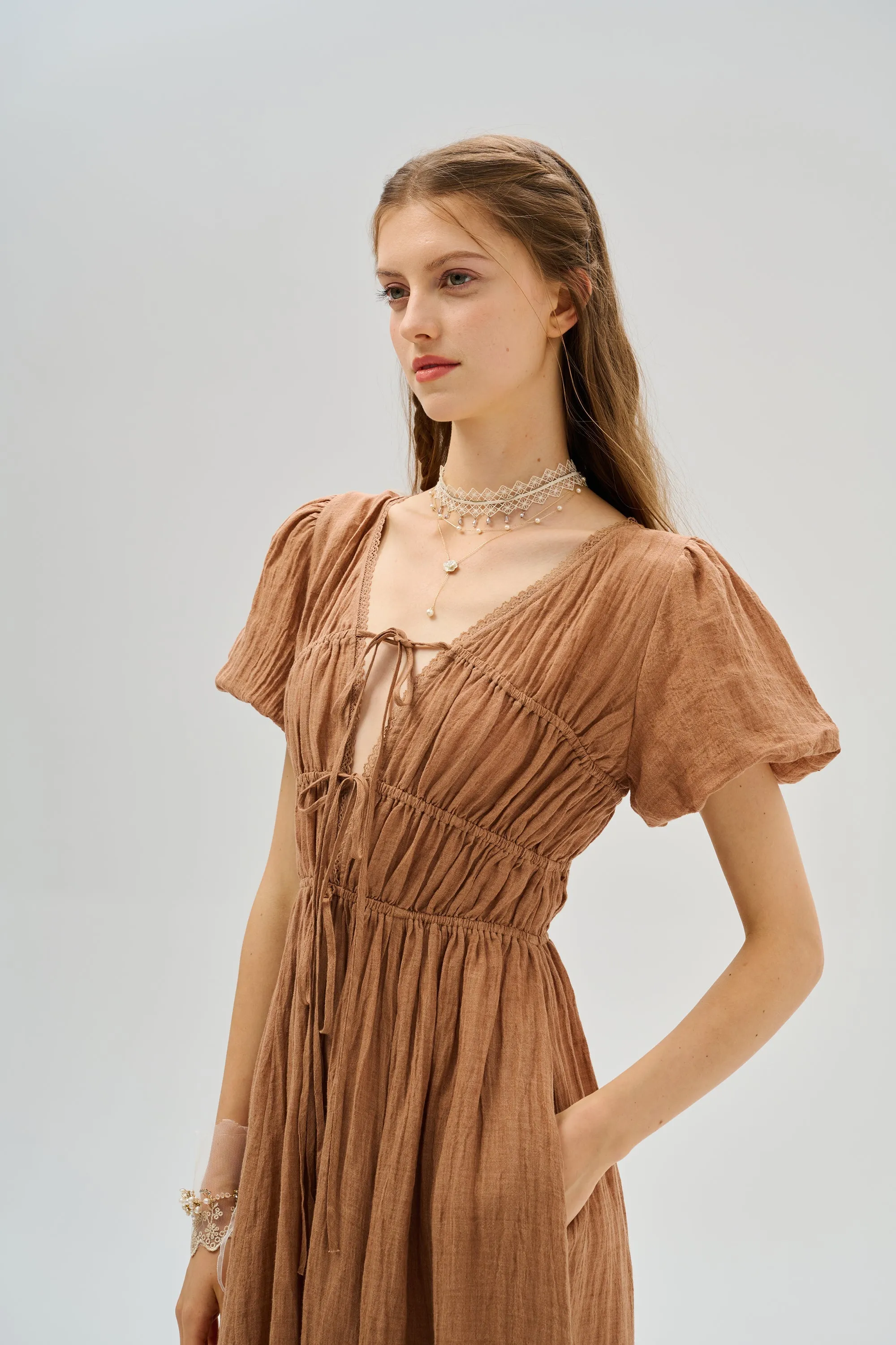 IRIS 23 | lace up linen dress