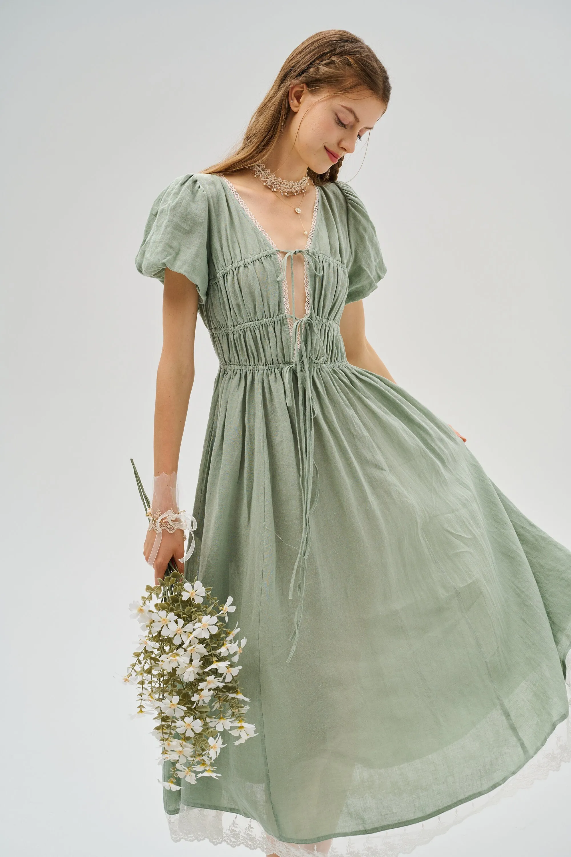 IRIS 23 | lace up linen dress