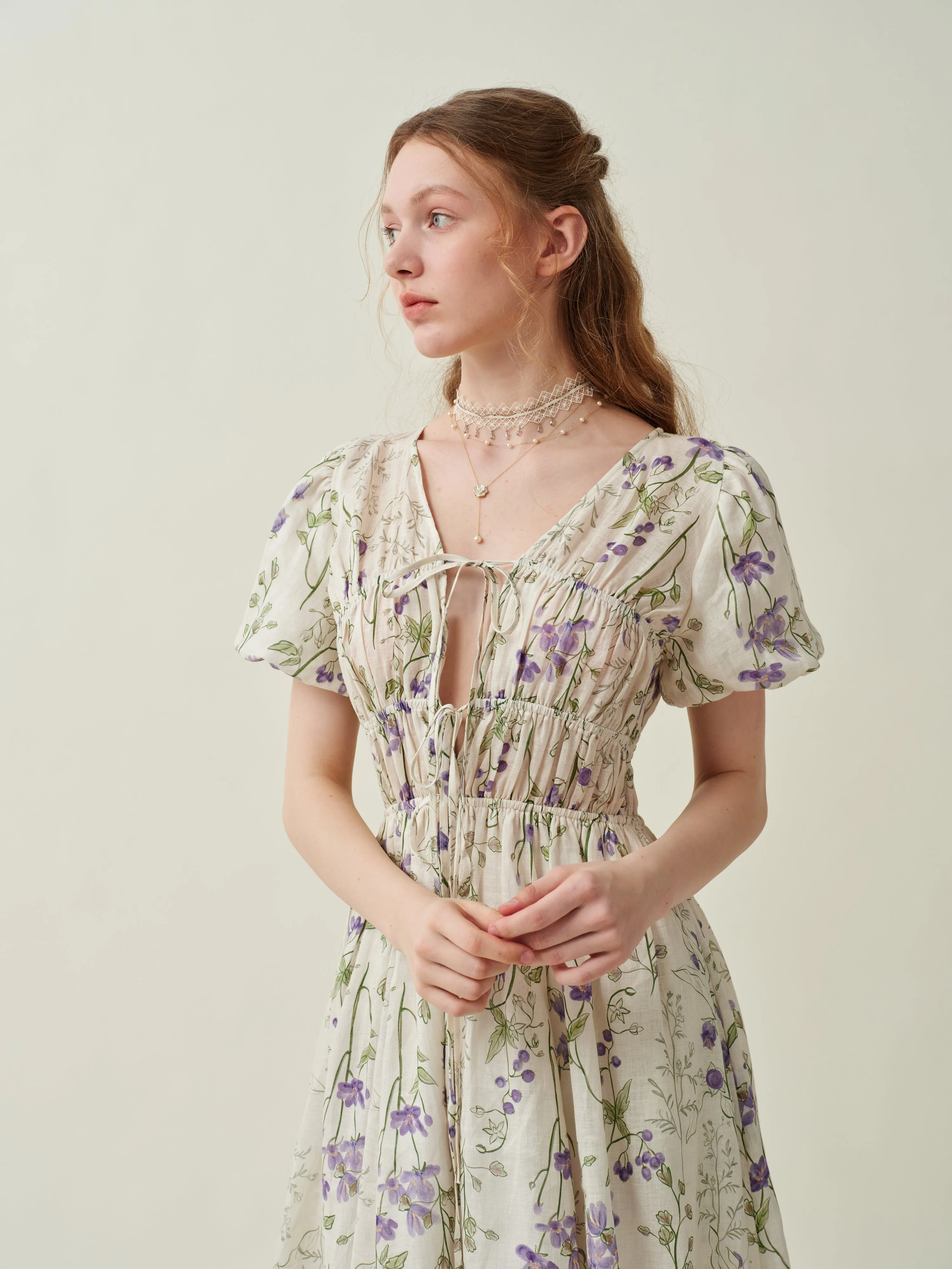 IRIS 23 | lace up linen dress