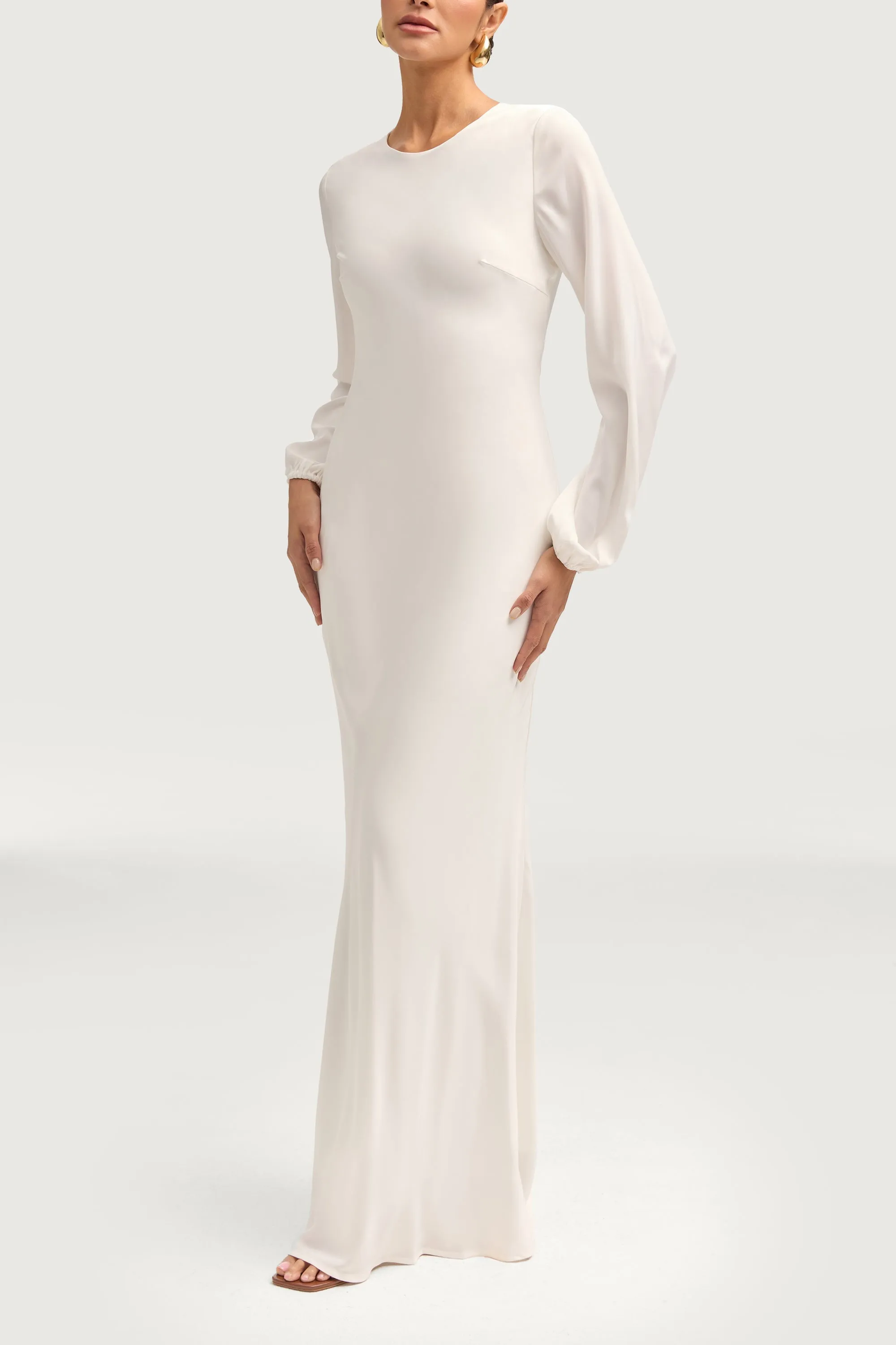 Kamila Satin Maxi Dress - White