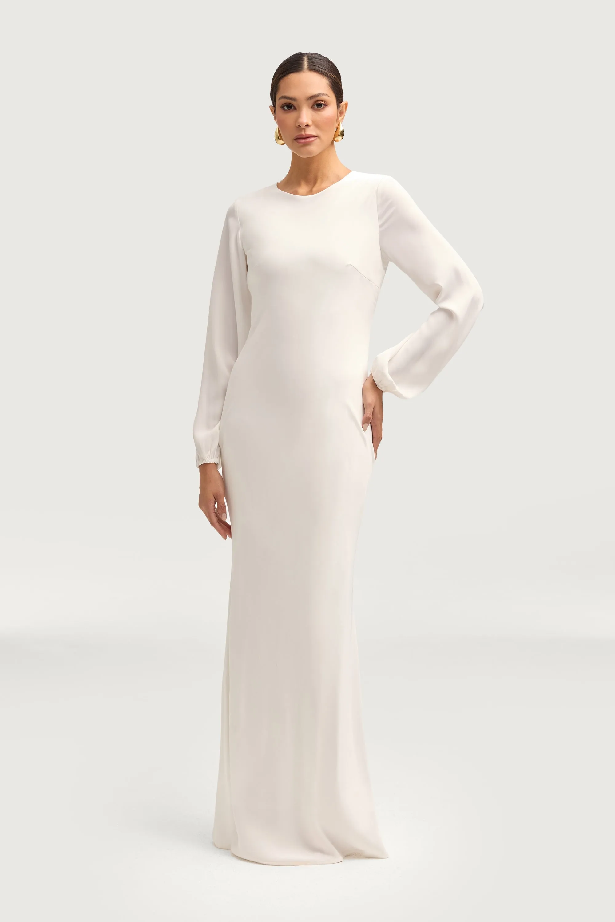 Kamila Satin Maxi Dress - White