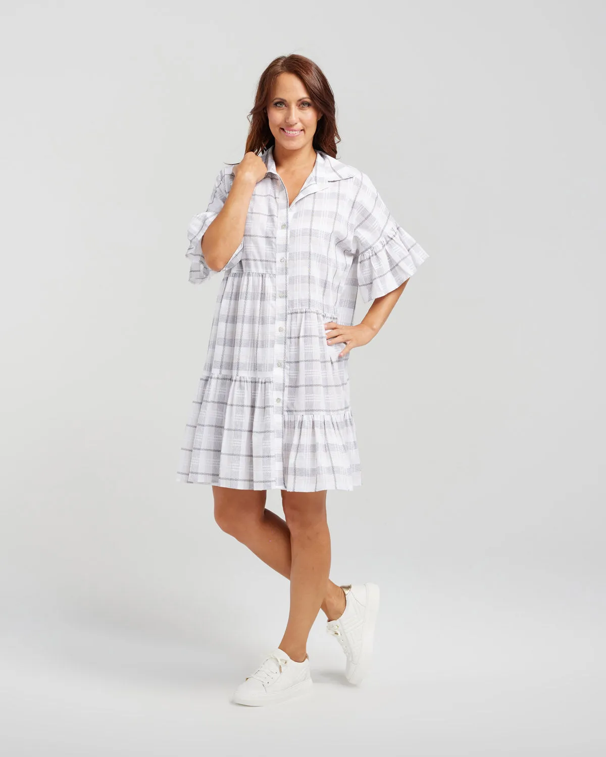 Kiera Dress Oat Plaid