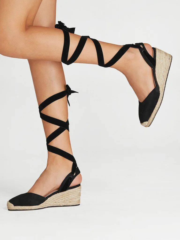 Lace Up Espadrille Wedges