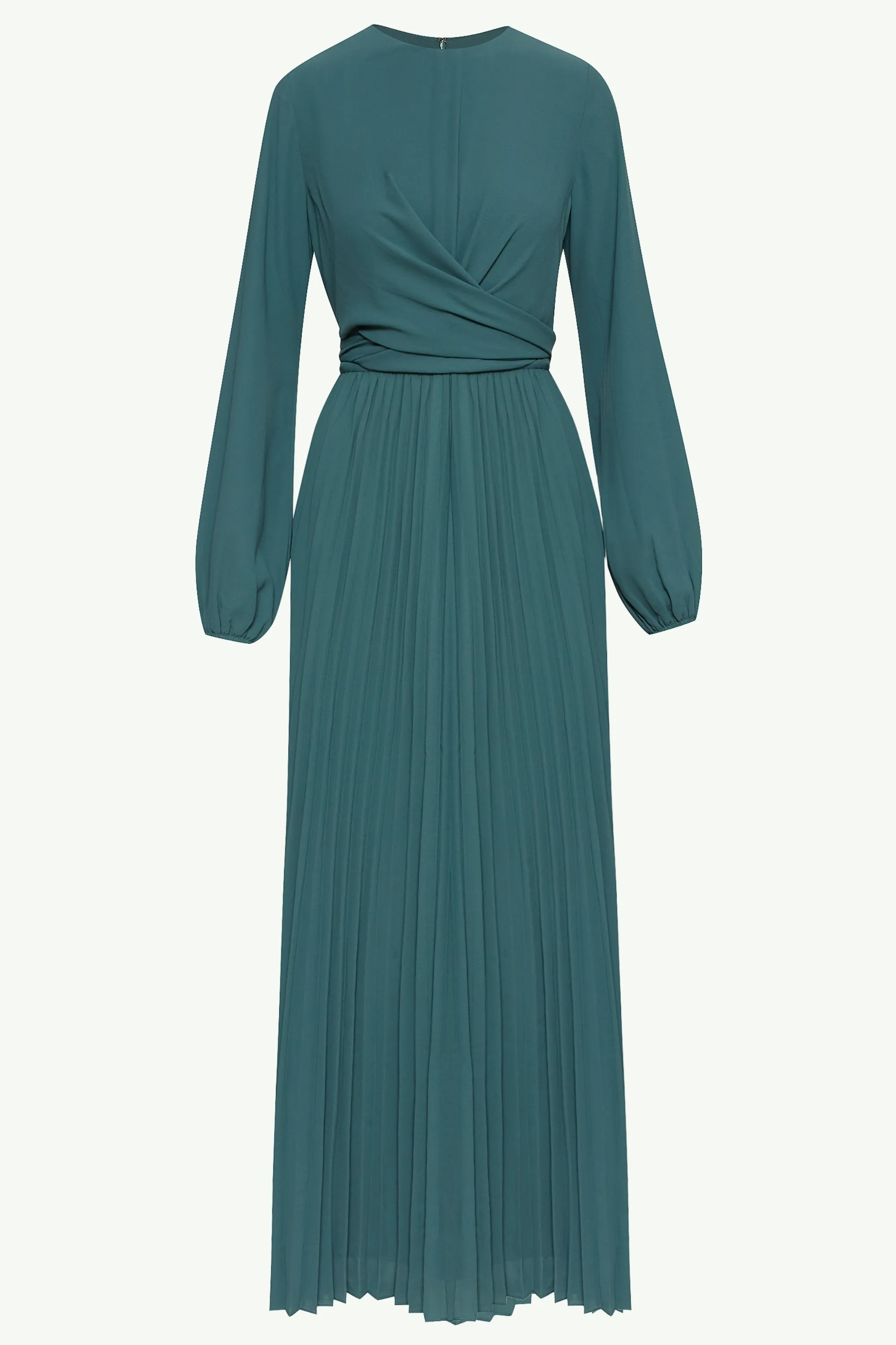 Layana Pleated Wrap Waist Maxi Dress - Dark Sea Green