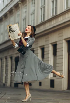 Lindy grey swing dress - vintage tv inspired dress