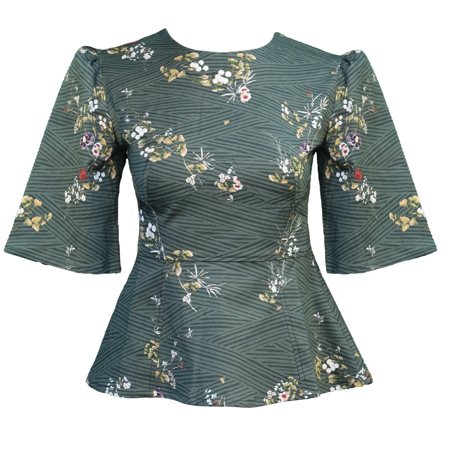 Lisa Top / Olive Floral Cotton