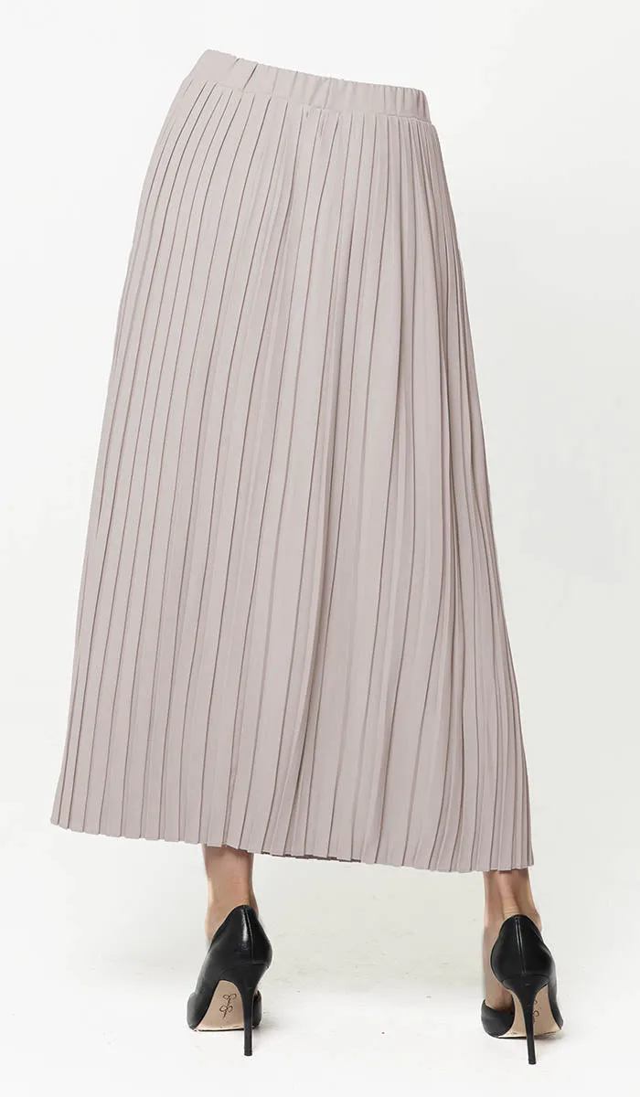 Lulu Pleated Long Maxi Skirt - Latte