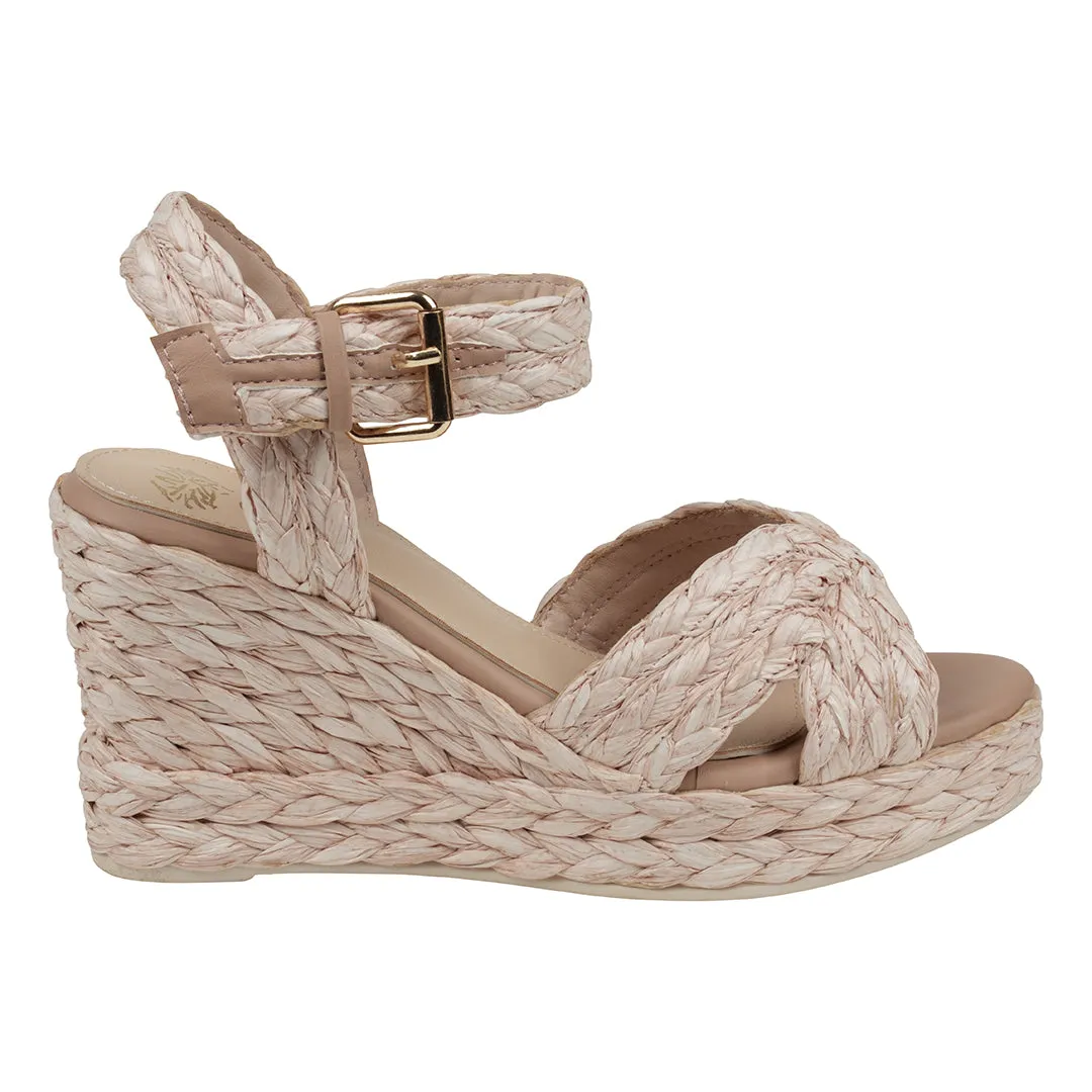 Maya Blush Cross Strap Espadrille Slingback Wedge Sandals