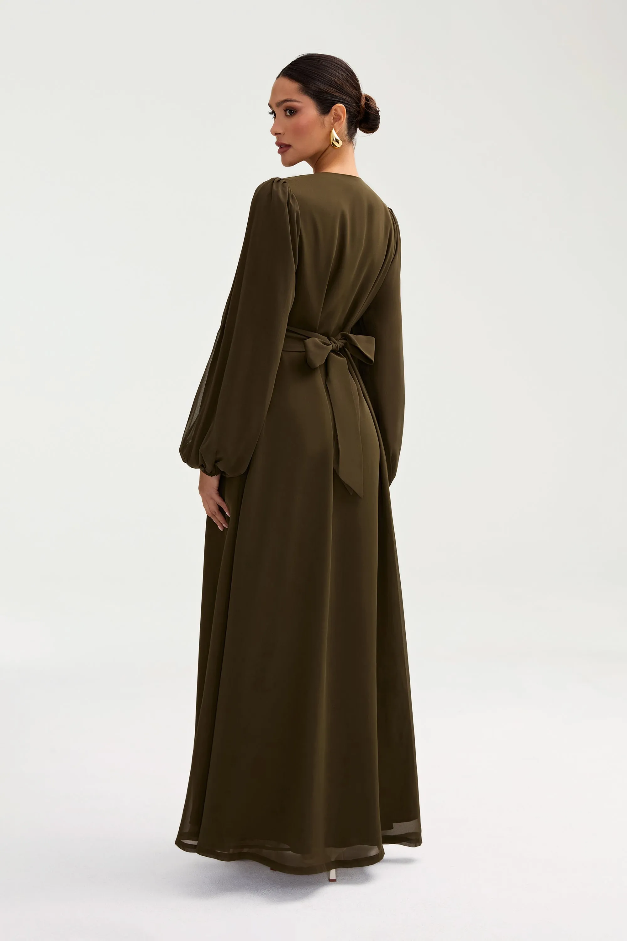 Najma Chiffon Dress - Olive