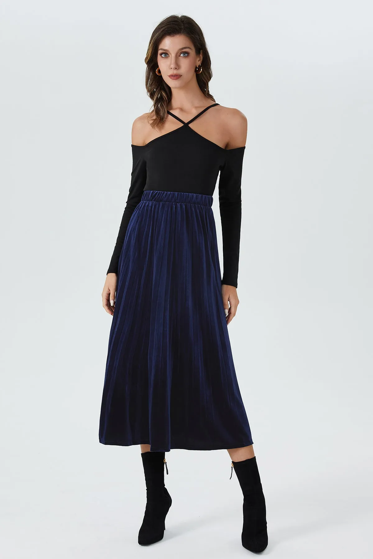 OL Elastic Waist Pleated Skirt