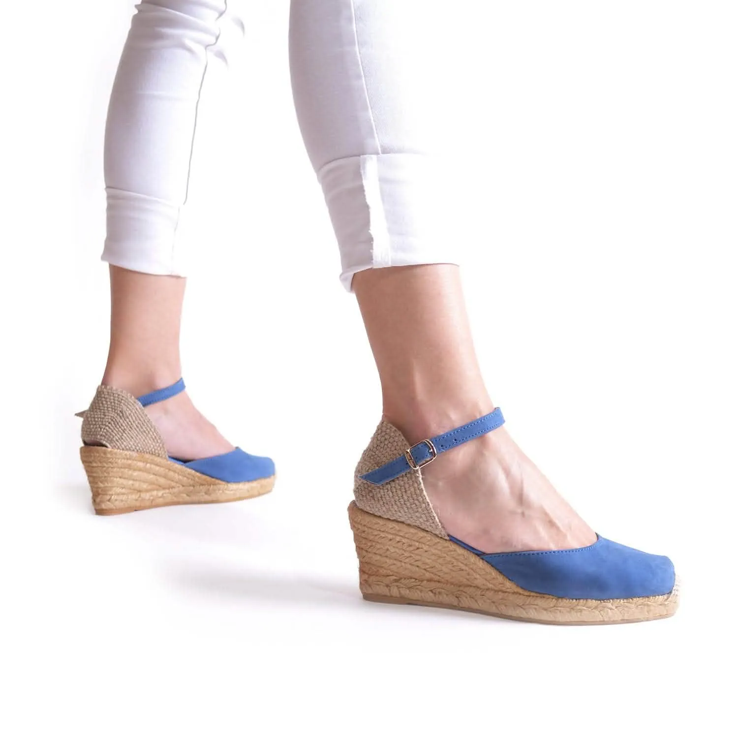 Plain Suede Leather Wedge Espadrille for Women - Lloret-5