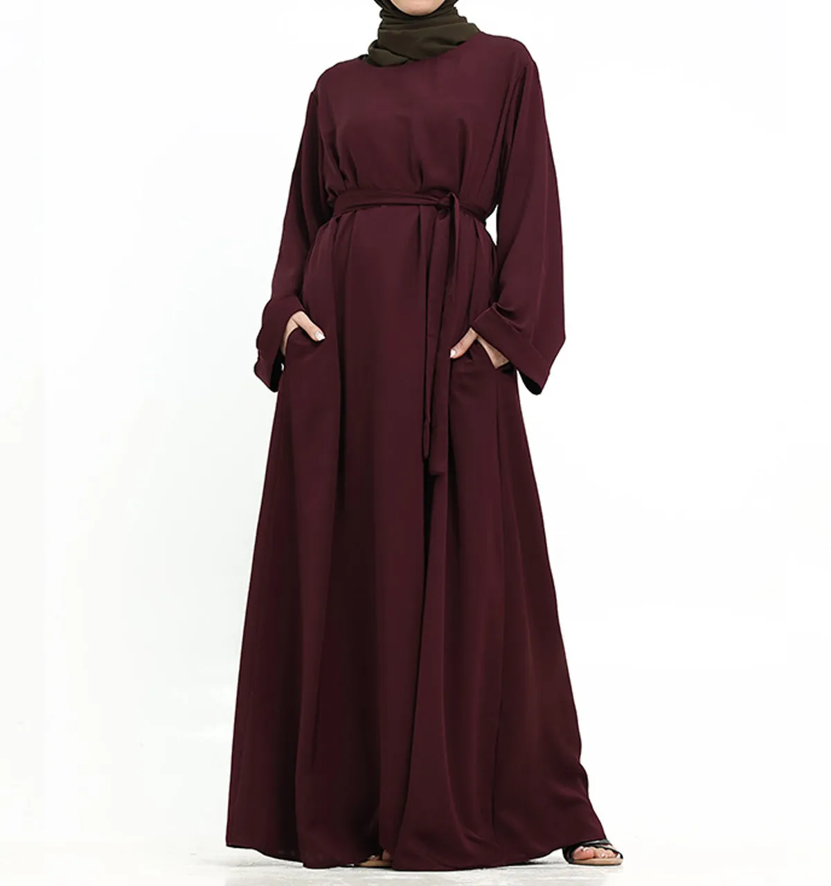 Plum Cuff Plain Abaya