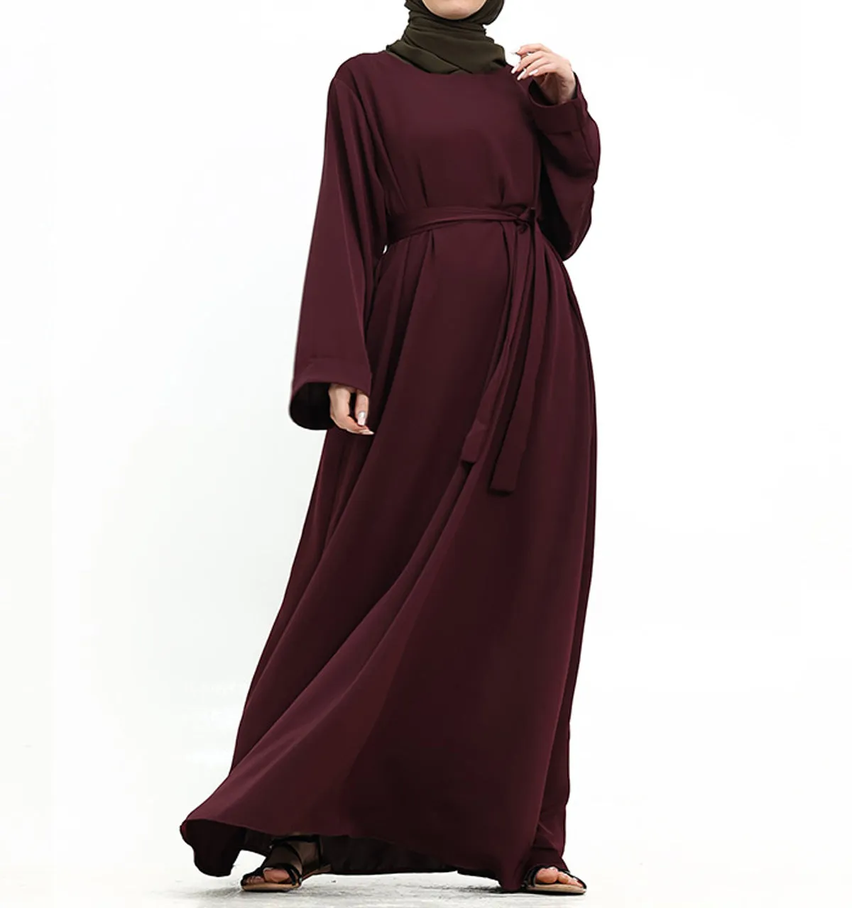 Plum Cuff Plain Abaya