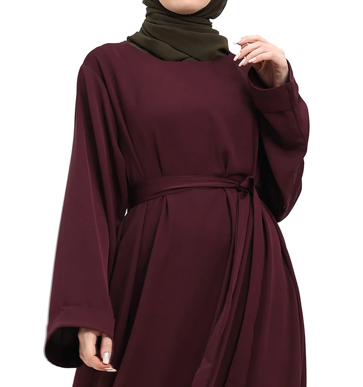 Plum Cuff Plain Abaya