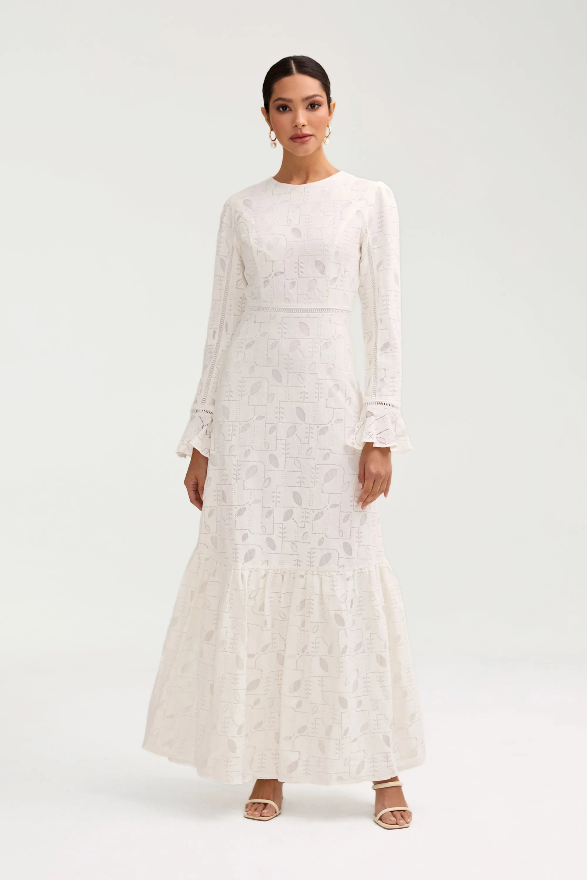 Rayaa White Lace Maxi Dress