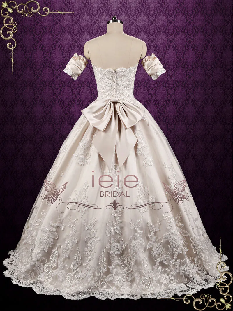 Ready to Wear Classic Lace Ball Gown Wedding Dress with Detached Sleeves GAELLE