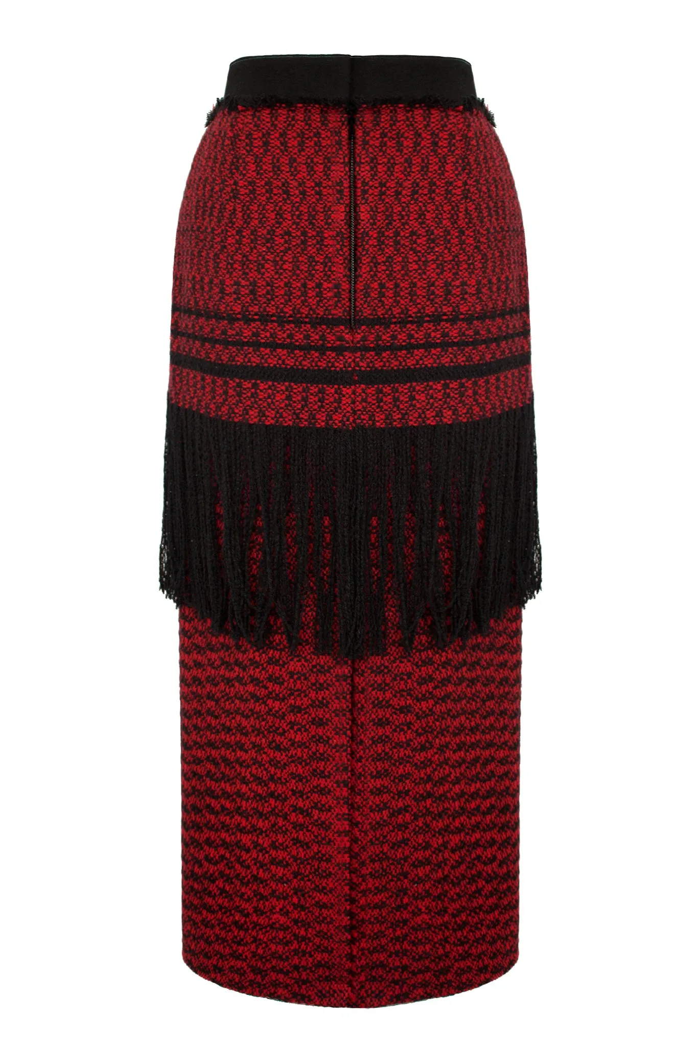 Red and Black Fleck Wool "Splinter" Skirt