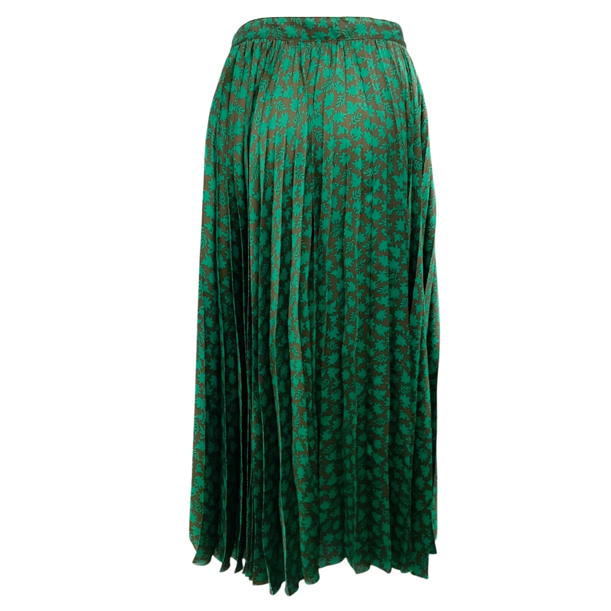 Sacai Brown / Green Floral Printed Pleated Wrap Midi Skirt