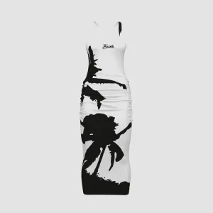 SLEEVELESS BIG PALM TREE DRESS