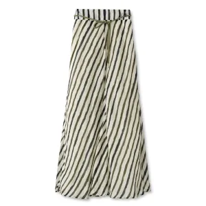 String Belt Skirt  IN: Olive Stripe