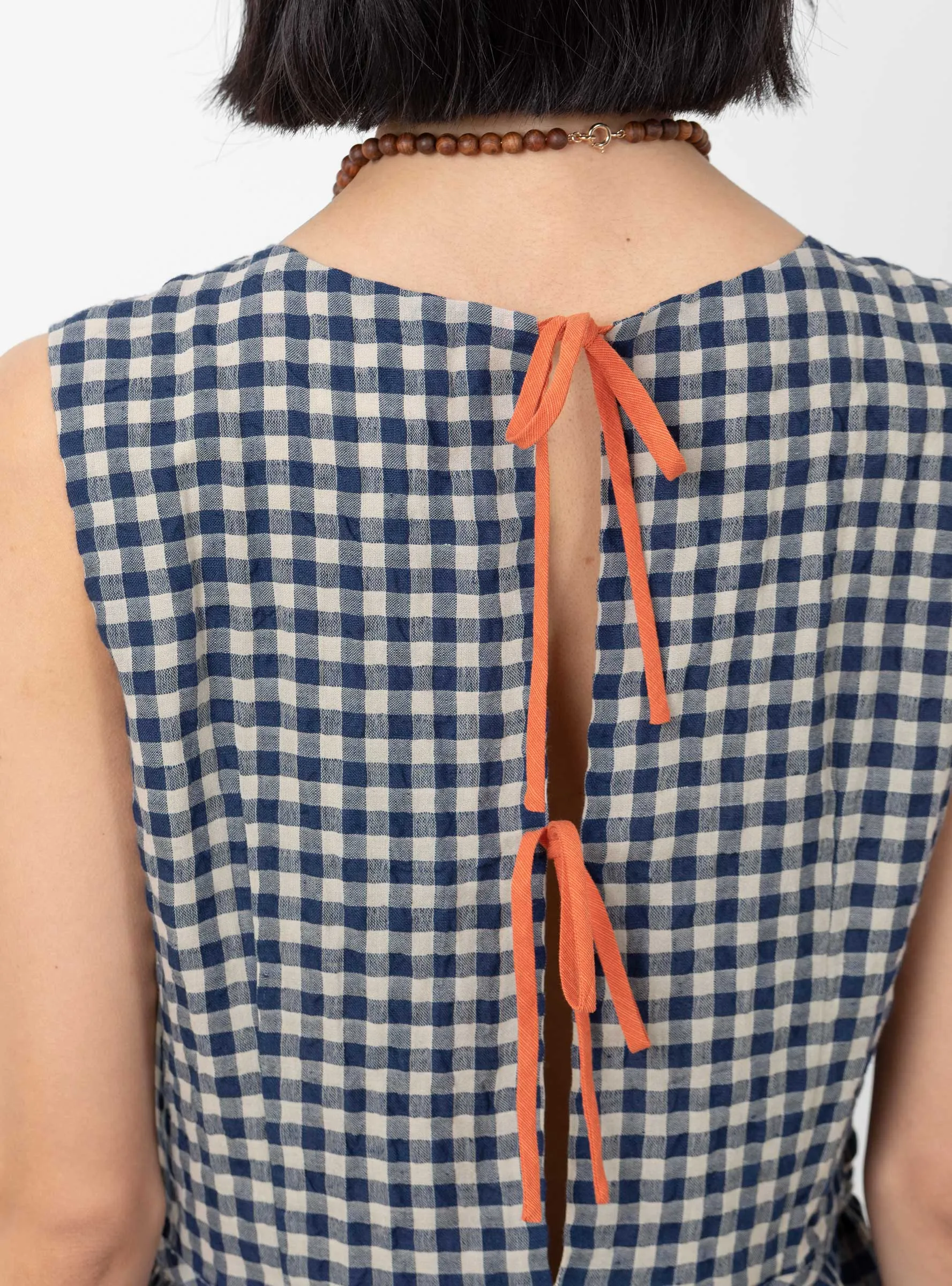 Tear Dress Navy Check