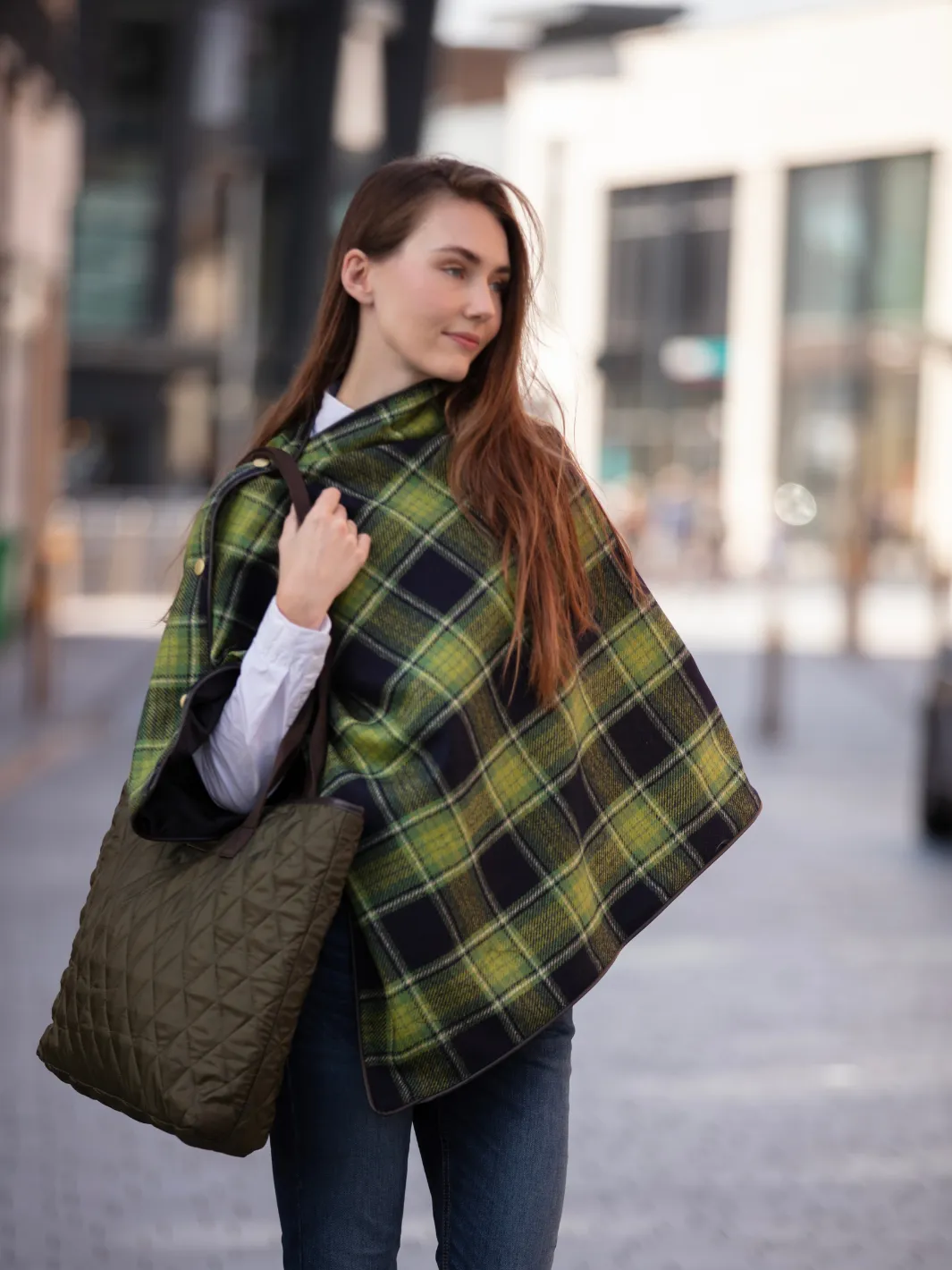 Tweed Shawl - Green Tartan