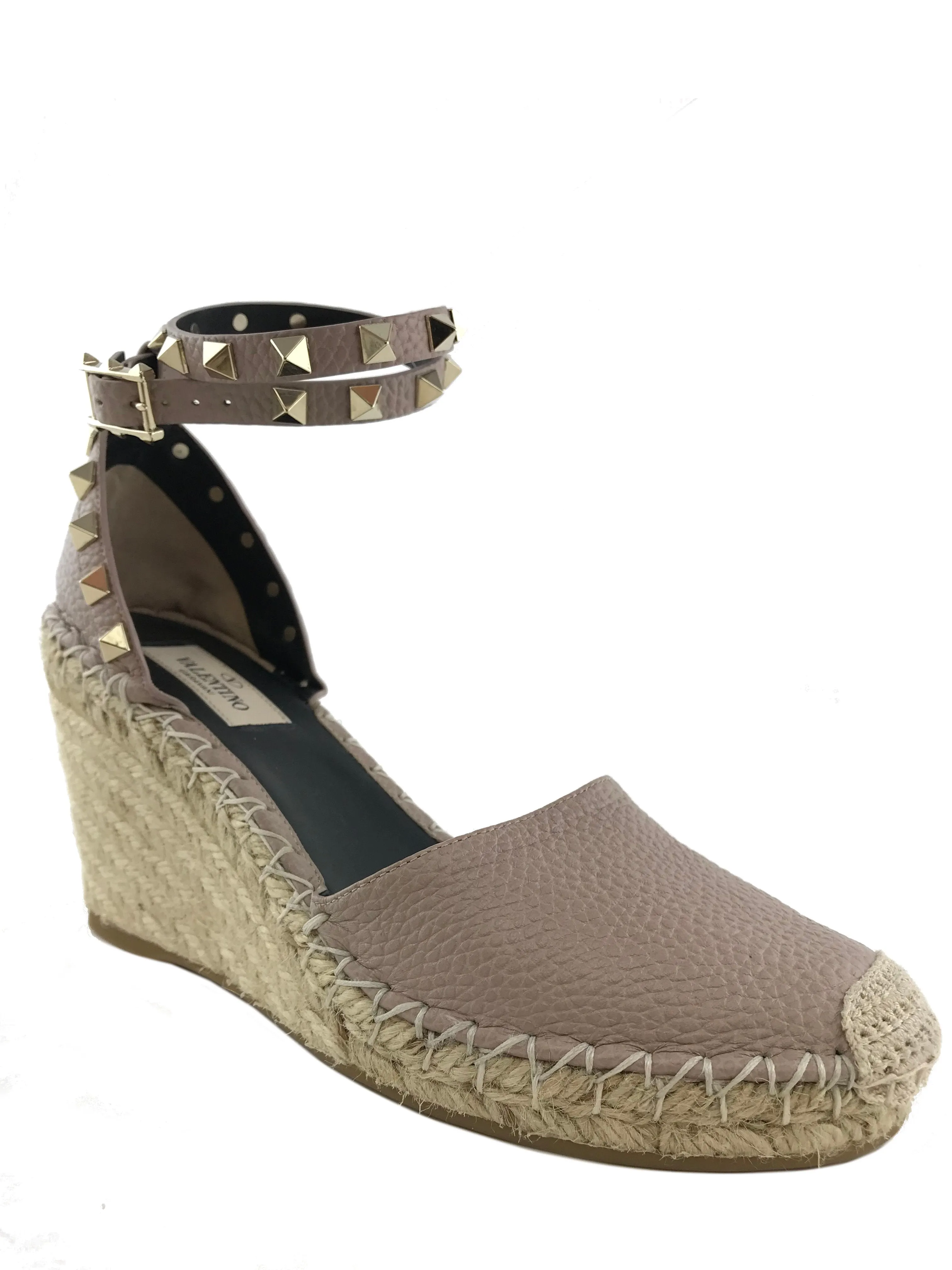 Valentino Rockstud Espadrille Wedges Size 7