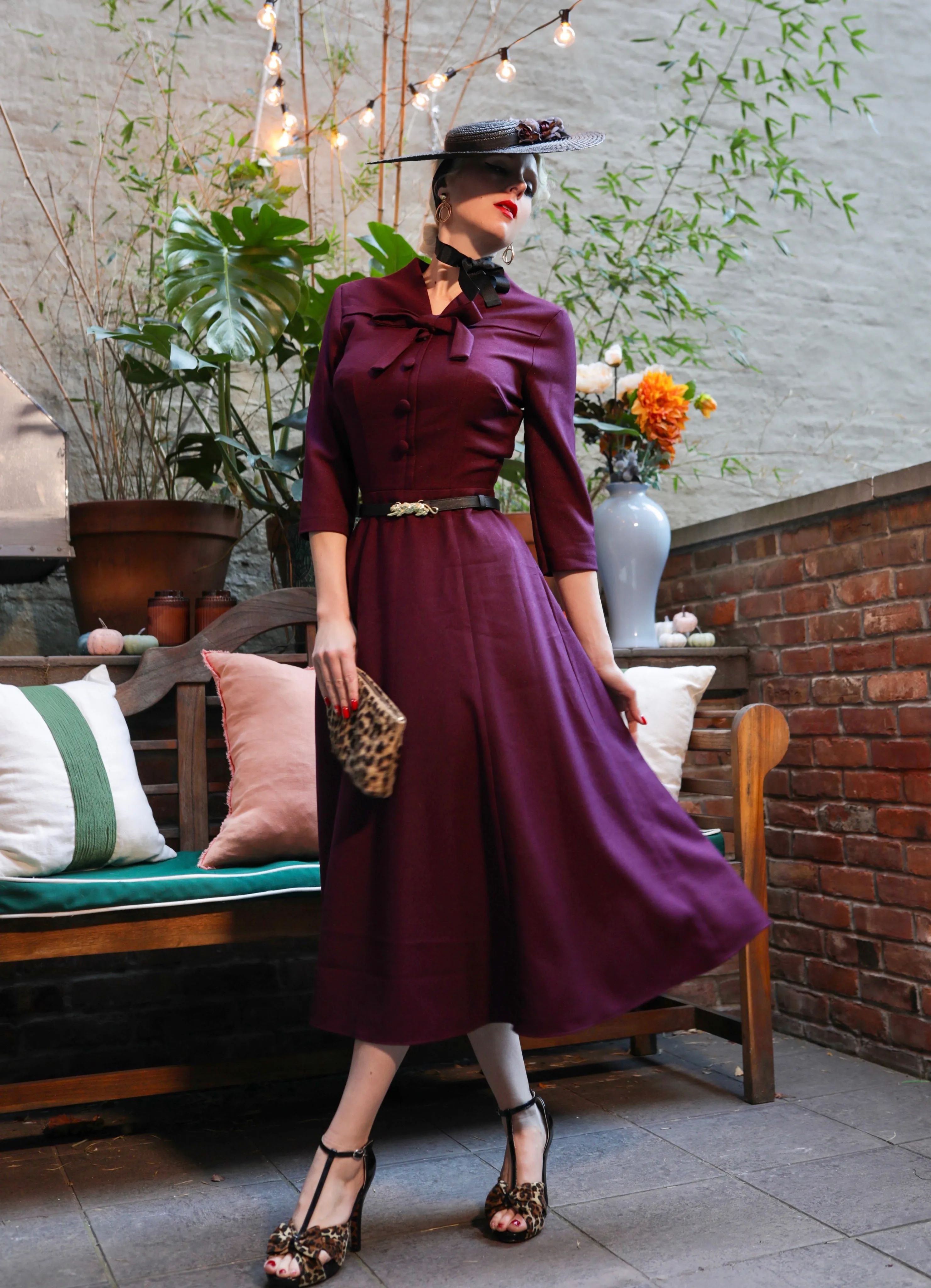 Willow with leopard belt - 1950s A-line vintage dress